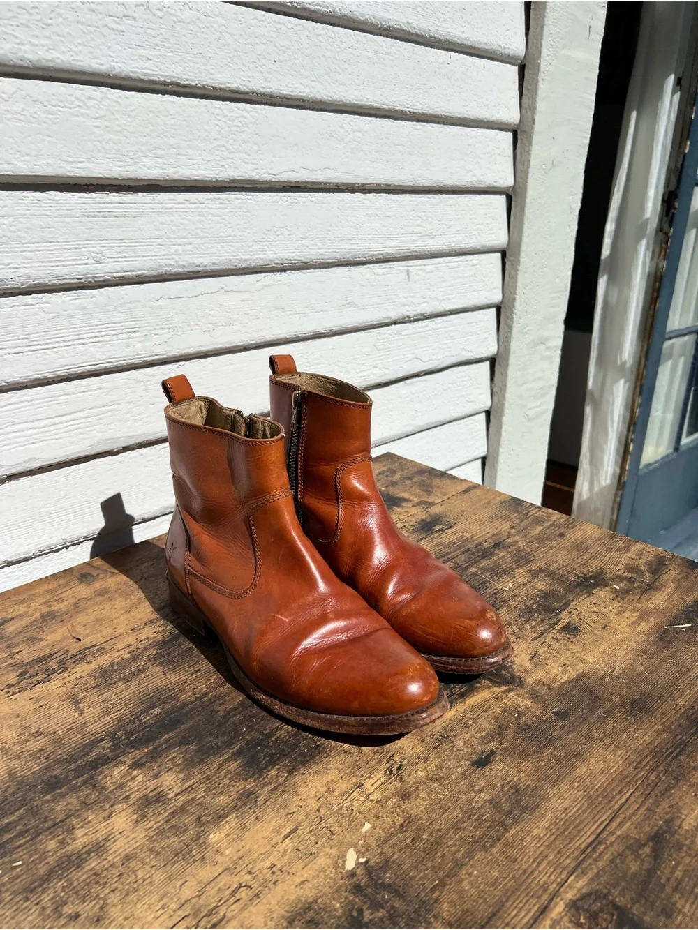 Frye Leather Boots with Side Zip
